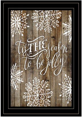 Tis the season Snowflakes by Cindy Jacobs, Ready to hang Framed Print, Black Frame, 11