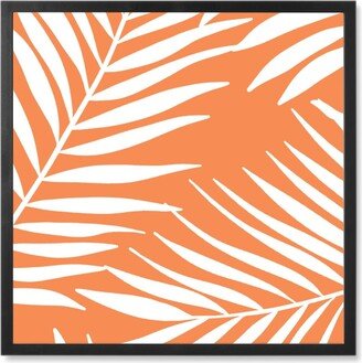 Photo Tiles: Palm Tree Leaves Photo Tile, Black, Framed, 8X8, Orange