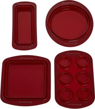 4-piece Silicone Collapsible Bakeware Set Refurbished Red