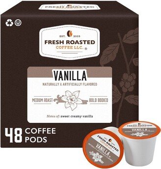 Fresh Roasted Coffee - Vanilla Flavored Medium Roast Single Serve Pods - 48CT