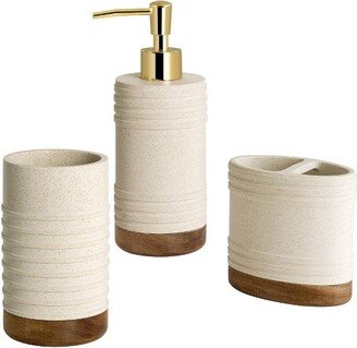 3pc Marson Lotion Pump/Toothbrush Holder/Tumbler Set Gray/Natural - Allure Home Creations