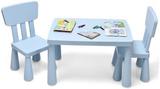 3 Pieces Toddler Multi Activity Play Dining Study Kids Table and Chair Set - table: 30