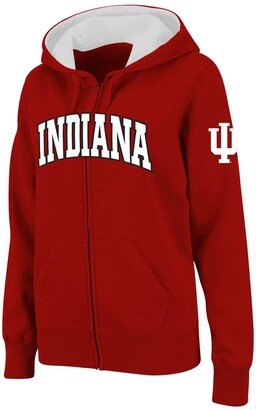 Women's Stadium Athletic Crimson Indiana Hoosiers Arched Name Full-Zip Hoodie