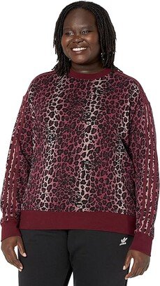 Plus Size Crew Sweatshirt (Maroon/Multicolor) Women's Clothing