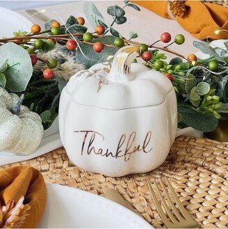 Thankful White Pumpkin Decorative Bowl | 23272NA