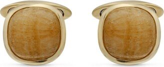 LuvMyJewelry Yellow Lace Agate Gemstone Yellow Gold Plated Sterling Silver Men Cufflinks