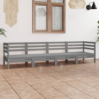 4 Piece Patio Lounge Set Gray Solid Pinewood - 25 x 25 x 24.6