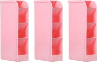 Unique Bargains Pen Holder Desk Organizer 4 Compartments Pencil Storage Box for Office Home Supplies Pink