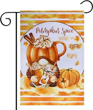 Pumpkin Spice Wishes & Latte Kisses, Gnome Flag, Outdoor Fall Garden Decor, Housewarming Gift, Autumn Scenery 7-Fal006