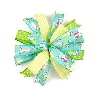 Gardening Outdoor Bow For Wreaths Or Lanterns Signs, Pre-Made Summer Spring Wreath Embellishment Accessory