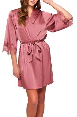 Plus Size Charlotte Satin and Lace Short Robe