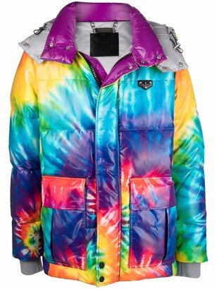 Tie Dye-Print Puffer Coat