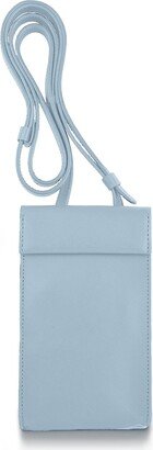 Godi. Handmade Adjustable Leather Phone Bag With Pocket - Ice Blue