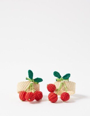 Set Of Two Cherry Raffia Napkin Rings