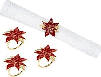 Red Poinsettia Napkin Ring S/4