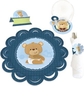 Big Dot Of Happiness Baby Boy Teddy Bear Baby Shower Paper Charger Chargerific Kit Setting for 8