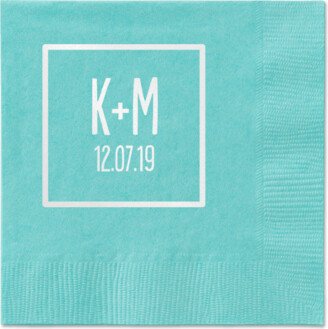 Wedding Napkins: Boxed Bliss Napkins, White, Aqua