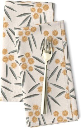 Australian Flora Dinner Napkins | Set Of 2 - Wattle Sprigs By Erin Kendal Golden Cloth Spoonflower