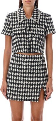 Embellished Checked Cropped Top