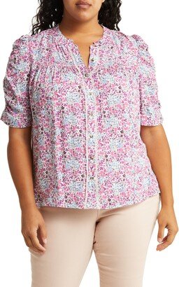 Floral Print Smocked Blouse