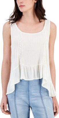 Juniors' Ruffled Crochet-Trim Tank Top