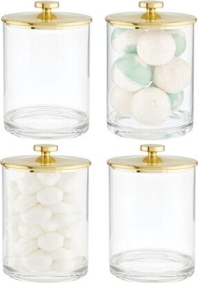 mDesign Clarity Round Acrylic Apothecary Canister Jars, 4 Pack - , Clear/Soft Brass