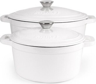 Neo 4Pc Cast Iron Cookware Set, 3Qt Covered Stockpot & 7Qt Covered Stockpot, White