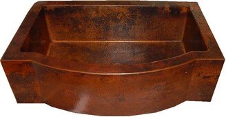 012-Cks Apron Front Farmhouse Kitchen Single Bowl Mexican Hand Hammered Copper Sink 33