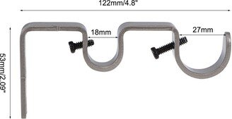 Unique Bargains Curtain Rod Bracket Double for 18mm 27mm Drapery Rod, 122 x 53 x 16mm Gray - 122x53x16mm