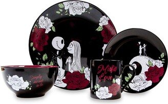 Ukonic Disney Nightmare Before Christmas Jack and Sally Roses 16-Piece Dinnerware Set