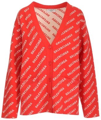 All Over Logo Printed Knitted Cardigan