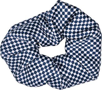 Soft Strokes Silk Pure Mulberry Silk French Scrunchie Check Print - Set Of Three - Côte D'azur - Black