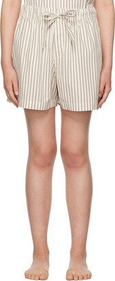 Off-White & Brown Striped Pyjama Shorts