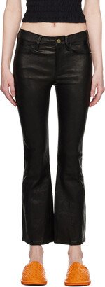 Black 'Le Crop Mini Boot' Leather Pants