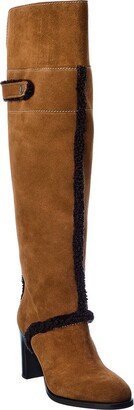 Suede & Shearling Over-The-Knee Boot-AA