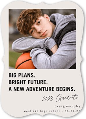 Graduation Announcements: Big Plans Graduation Announcement, Grey, 5X7, Matte, Signature Smooth Cardstock, Bracket