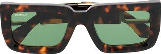 Tortoiseshell Square-Frame Sunglasses-AC