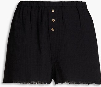 Sunday button-embellished cotton-crepon pajama shorts