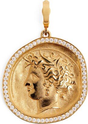 Large Yellow Gold And Diamond Goddess Coin Charm