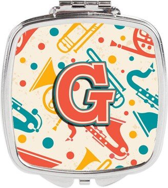 CJ2001-GSCM Letter G Retro Teal Orange Musical Instruments Initial Compact Mirror