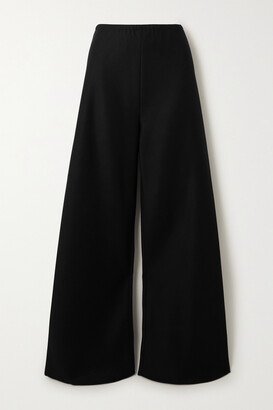 Wool-blend Wide-leg Pants - Black