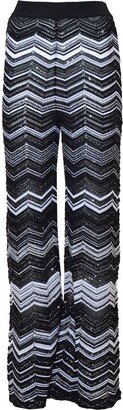 Zig-Zag Embroidered Flared Trousers