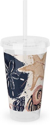 Travel Mugs: Seashells Acrylic Tumbler With Straw, 16Oz, Multicolor