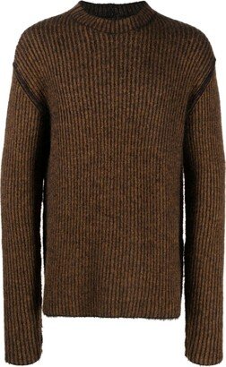 Ribbed Frayed-Trim Jumper