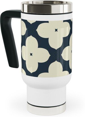 Travel Mugs: Bunchberry - Black Travel Mug With Handle, 17Oz, Blue