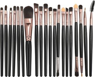 Unique Bargains Travel Makeup Brush Set Eyeshadow Brush Contour Concealer Blusher Brush Faux Fiber 20Pcs Black