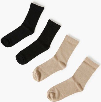 Ribbed Crew Socks Set - 2 pack in Black/Taupe