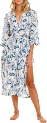 Sophie Blue Medusa Linen Robe