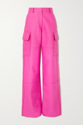 Cotton, Wool And Silk-blend Wide-leg Pants - Pink