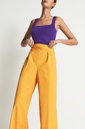 Regular Wide Leg Tie Detail Trousers